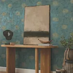 York Designer Series French Marigold Teal Green & Gold Wallpaper - SKU AF6519
