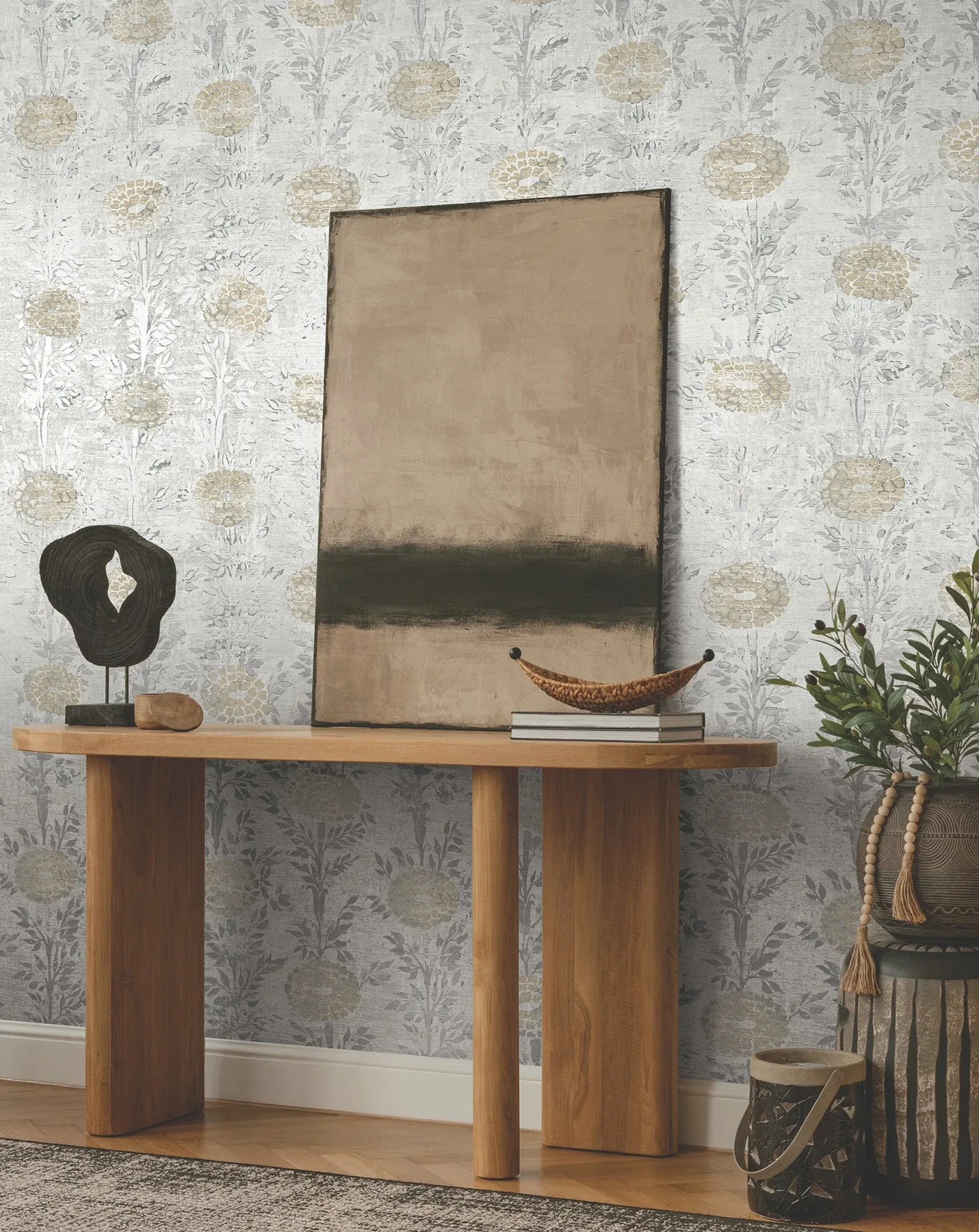York Designer Series French Marigold White & Gold Wallpaper - SKU AF6516