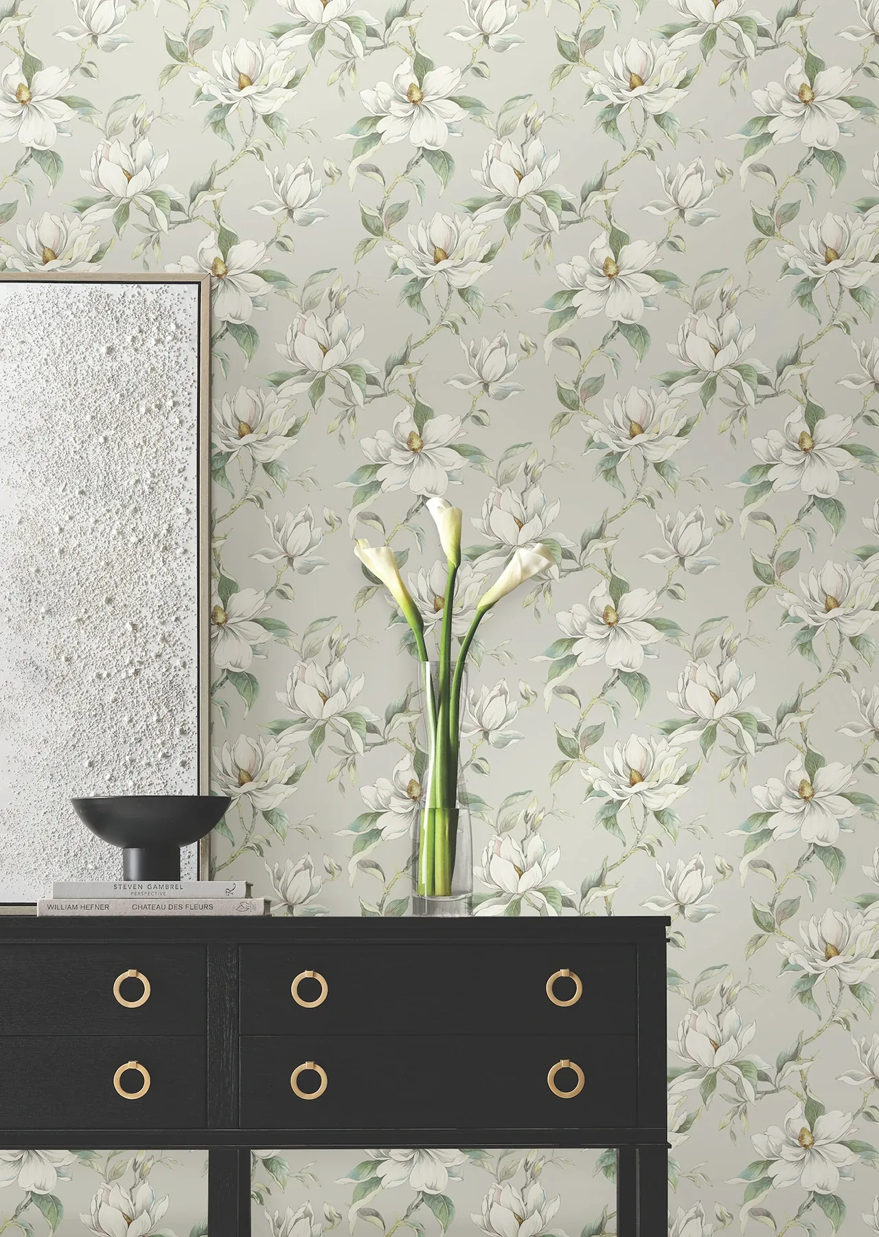 York Designer Series Garden Jewels Warm Grey Wallpaper - SKU DF3314