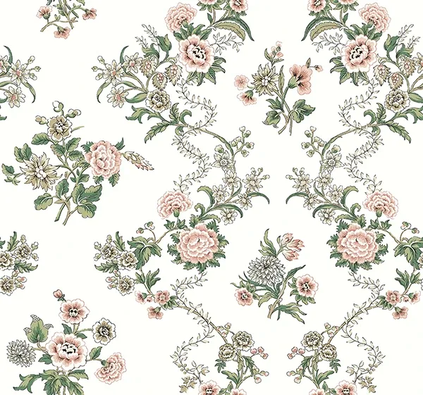 York Designer Series Genevieve Blush Floral Trail Wallpaper - SKU VP1425