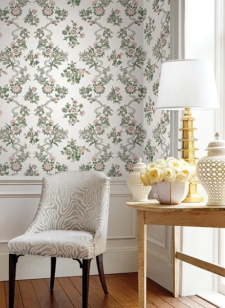 York Designer Series Genevieve Blush Floral Trail Wallpaper - SKU VP1425