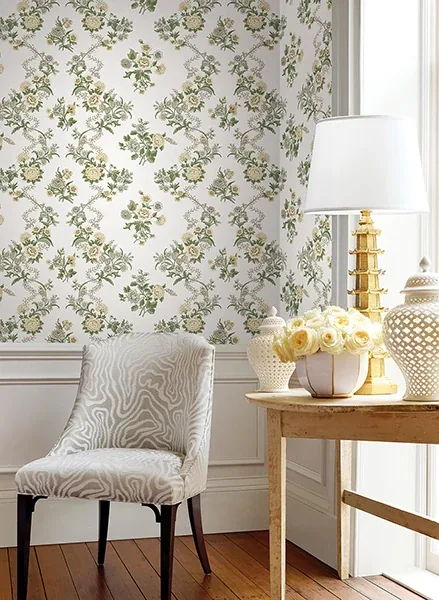 York Designer Series Genevieve Butter Floral Trail Wallpaper - SKU VP1421