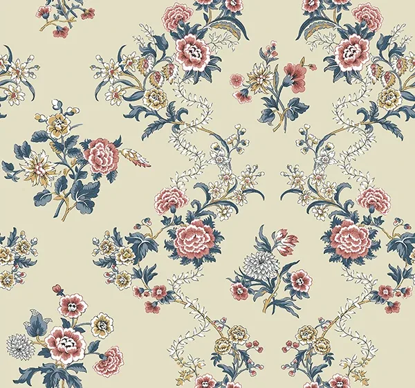VP1424 | Genevieve Rose Floral Trail Wallpaper