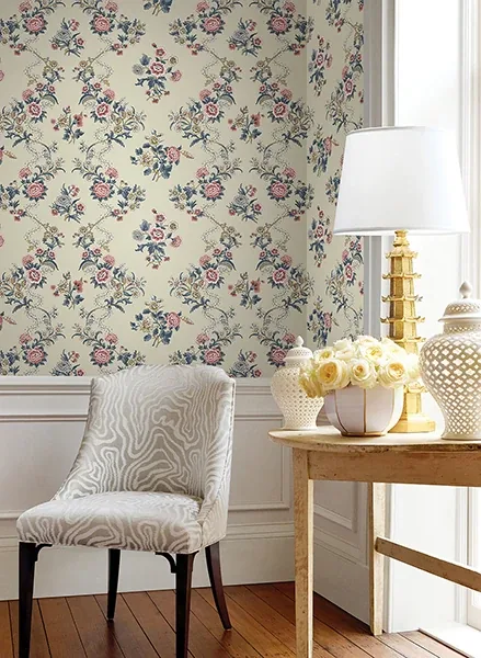York Designer Series Genevieve Rose Floral Trail Wallpaper - SKU VP1424