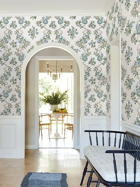 York Designer Series Genevieve Sapphire Floral Trail Wallpaper - SKU VP1423