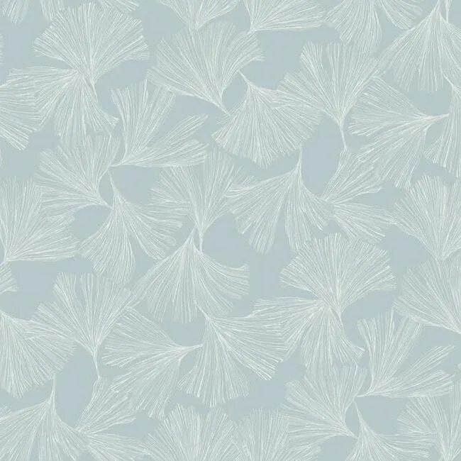 DD3743 | Gingko Toss Blue Wallpaper