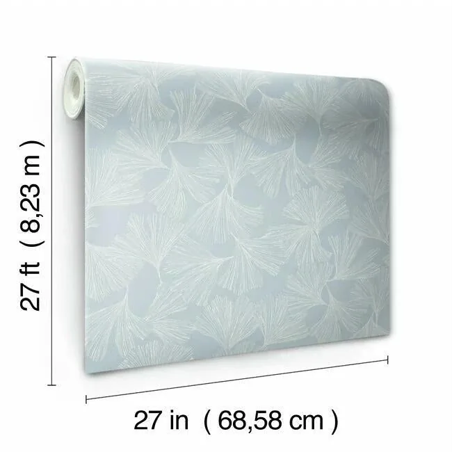 York Designer Series Gingko Toss Blue Wallpaper | Wallpaper Twins York Designer Series Gingko Toss Blue Wallpaper - SKU DD3743