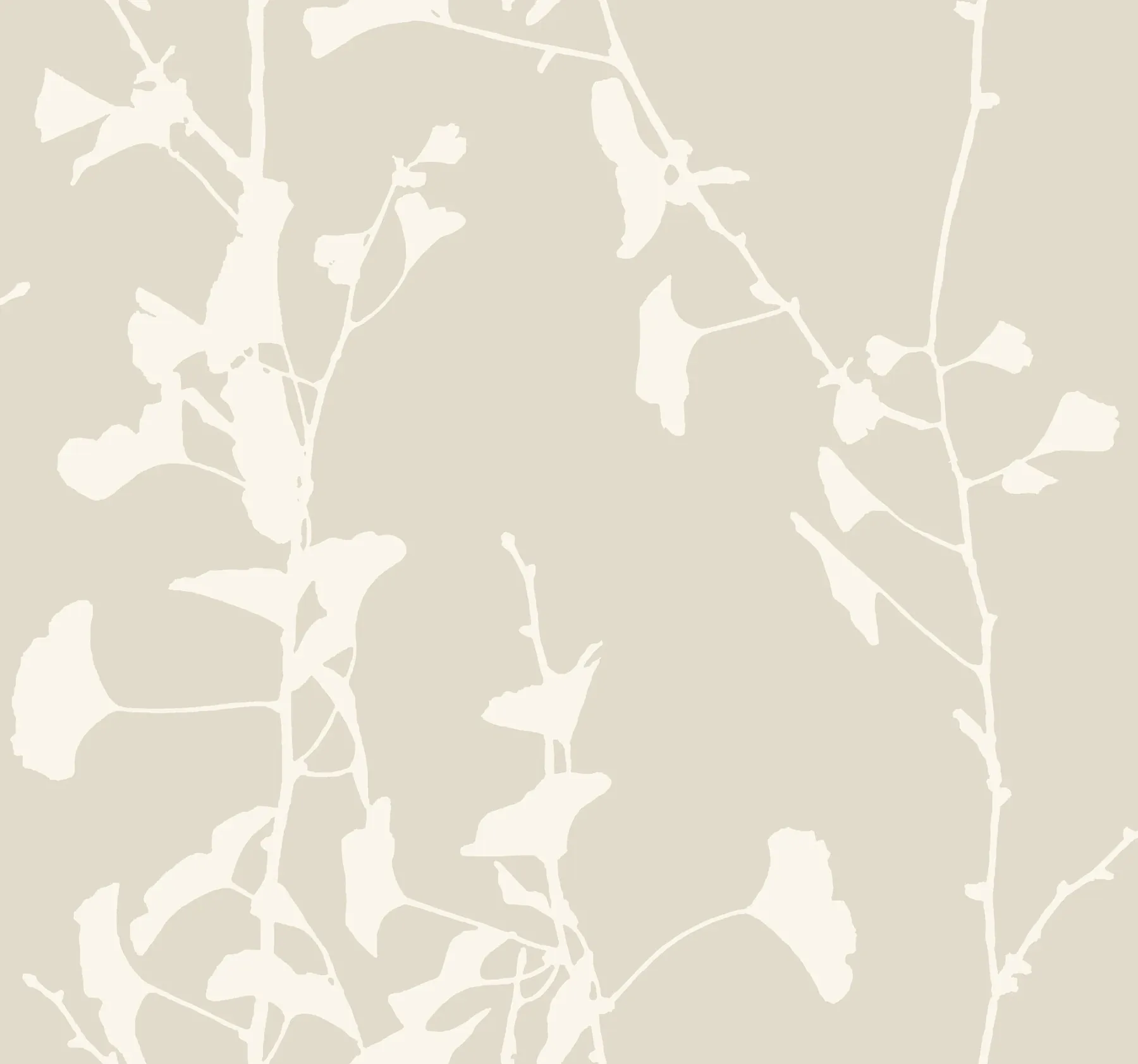 VR1507 | Ginkgo Silhouette Taupe Cork Wallpaper