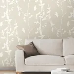 York Designer Series Ginkgo Silhouette Taupe Cork Wallpaper - SKU VR1507
