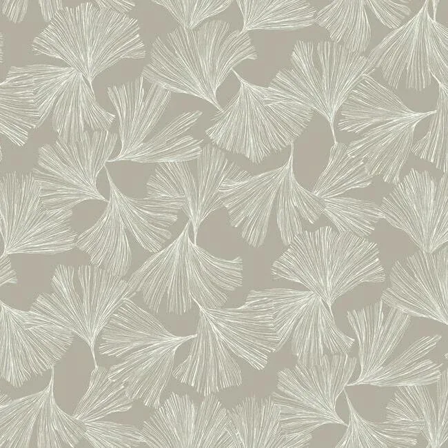 York Designer Series Ginkgo Toss Silver Wallpaper - SKU DD3746