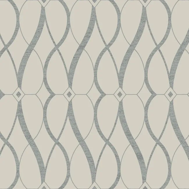 MD7175 | Graceful Geo Beige & Silver Wallpaper