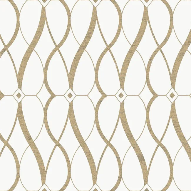 MD7171 | Graceful Geo Cream & Gold Wallpaper
