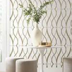 York Designer Series Graceful Geo Cream & Gold Wallpaper - SKU MD7171