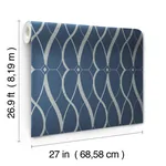 York Designer Series Graceful Geo Navy & Silver Wallpaper - SKU MD7174
