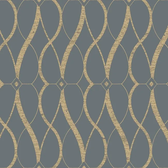 MD7176 | Graceful Geo Smoke & Gold Wallpaper