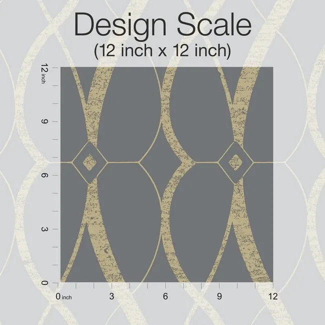 York Designer Series Graceful Geo Smoke & Gold Wallpaper - SKU MD7176