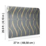 York Designer Series Graceful Geo Smoke & Gold Wallpaper - SKU MD7176