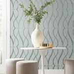 York Designer Series Graceful Geo Spa & Silver Wallpaper - SKU MD7172