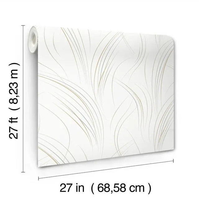York Designer Series Graceful Wisp White Wallpaper - SKU EV3939