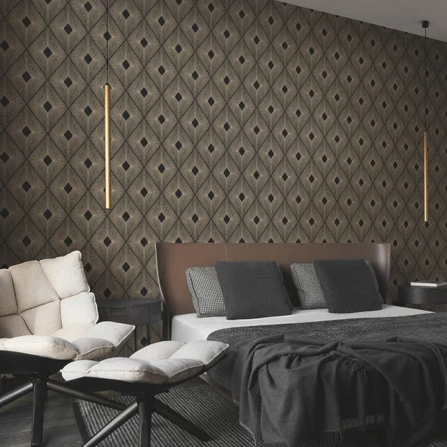 York Designer Series Harlowe Black & Gold Wallpaper - SKU NW3593