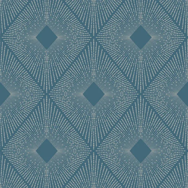 MD7131 | Harlowe Blue & Silver Wallpaper