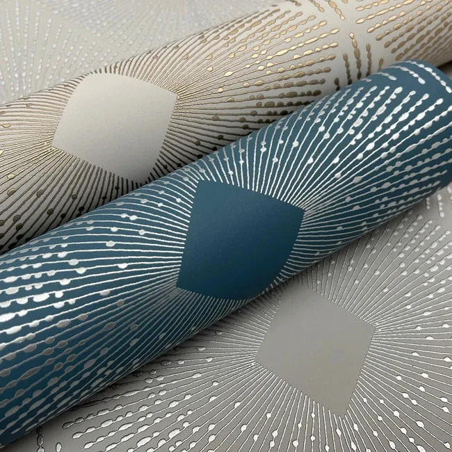 York Designer Series Harlowe Blue & Silver Wallpaper - SKU MD7131