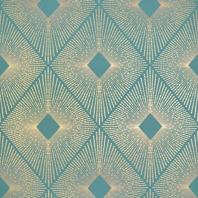 NW3589 | Harlowe Teal & Gold Wallpaper
