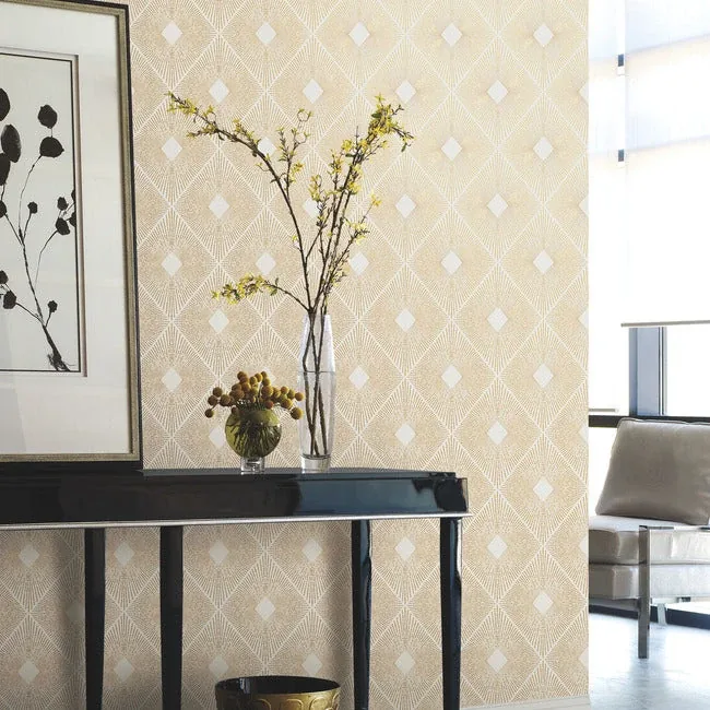 York Designer Series Harlowe White & Gold Wallpaper - SKU NW3592