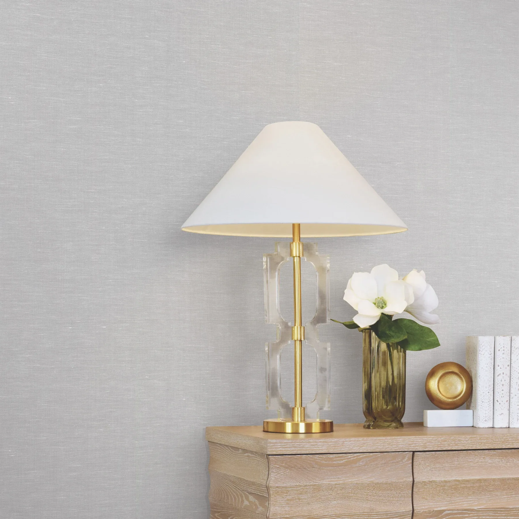 York Designer Series Hempfield Weave Light Grey Loomed Wallpaper - SKU LL4348