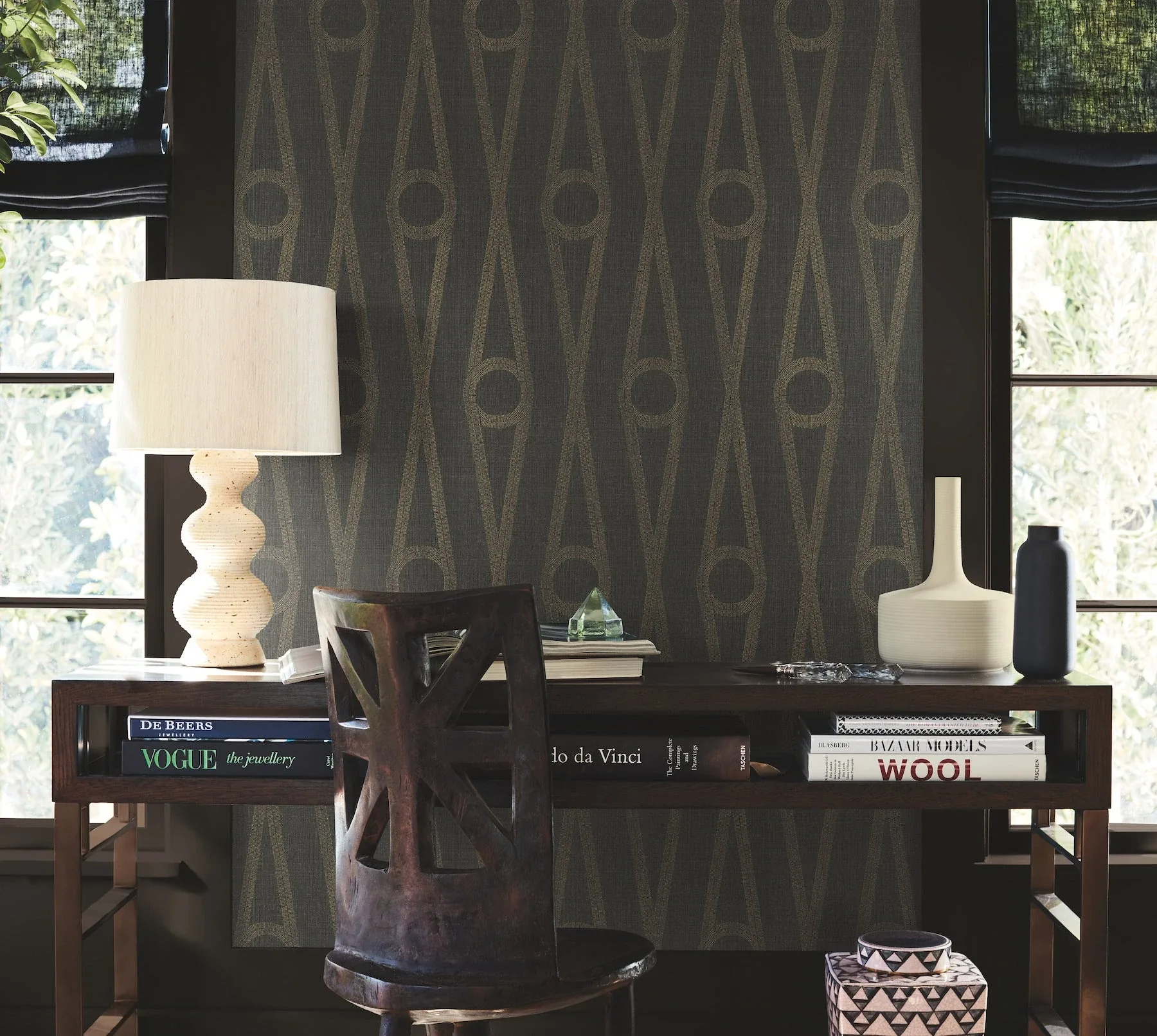 York Designer Series Henlein Charcoal Wallpaper - SKU AB3014
