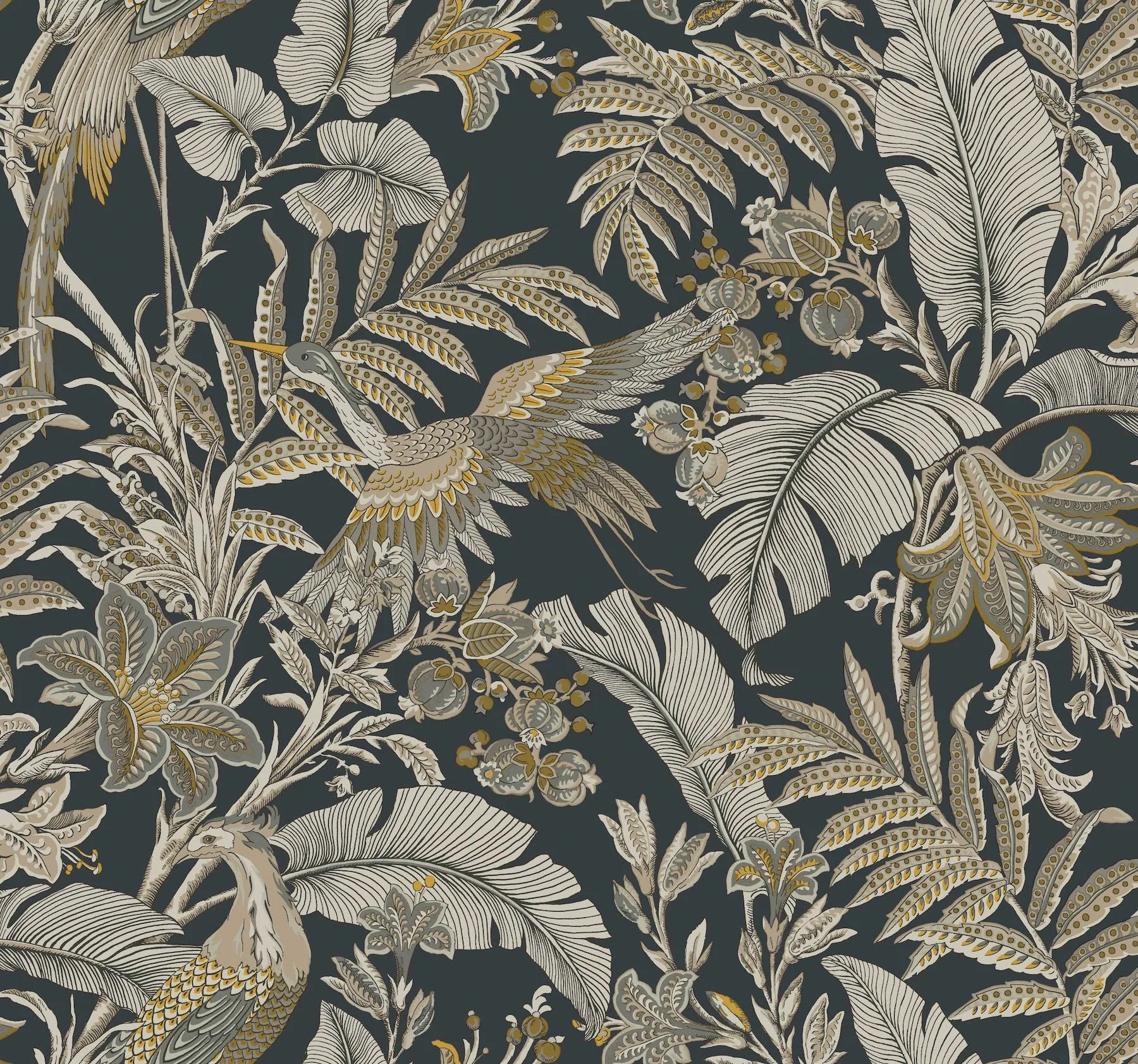 AB3104 | Heronwood Black Wallpaper