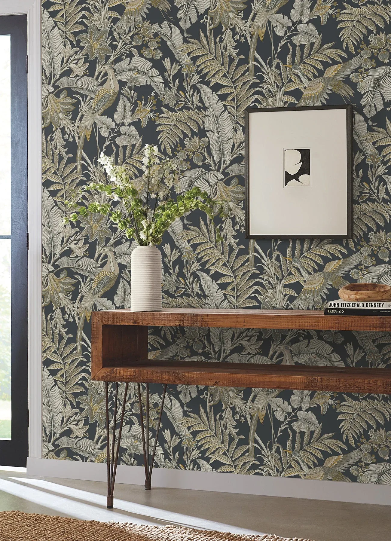 York Designer Series Heronwood Black Wallpaper - SKU AB3104