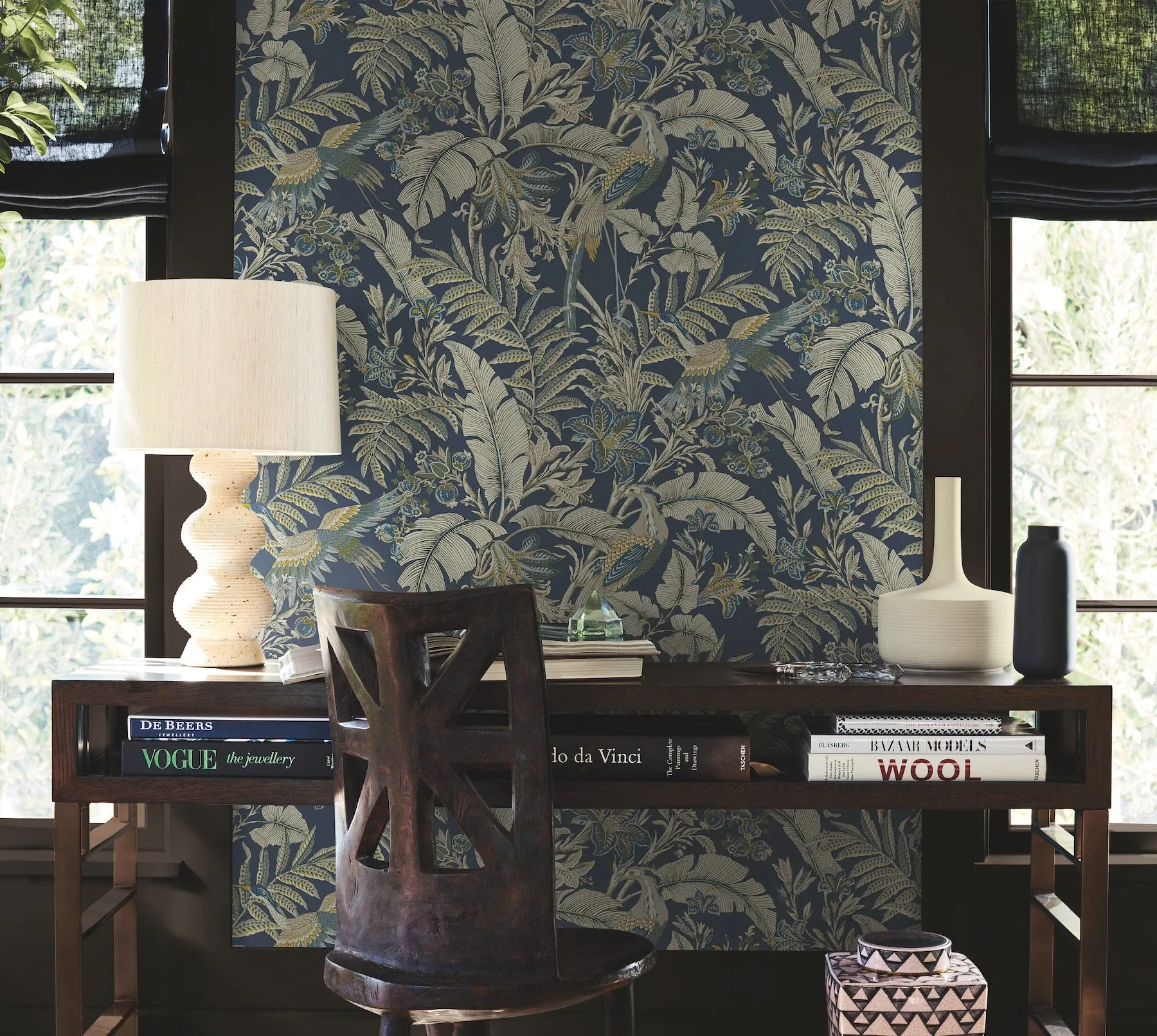 York Designer Series Heronwood Navy Wallpaper - SKU AB3103