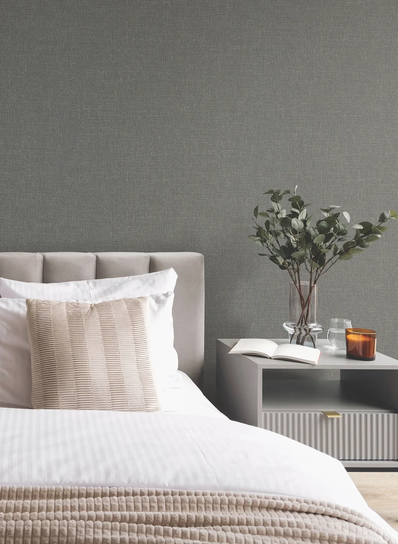 York Designer Series Highland Tweed Charcoal Faux Fabric Wallpaper - SKU MA34916