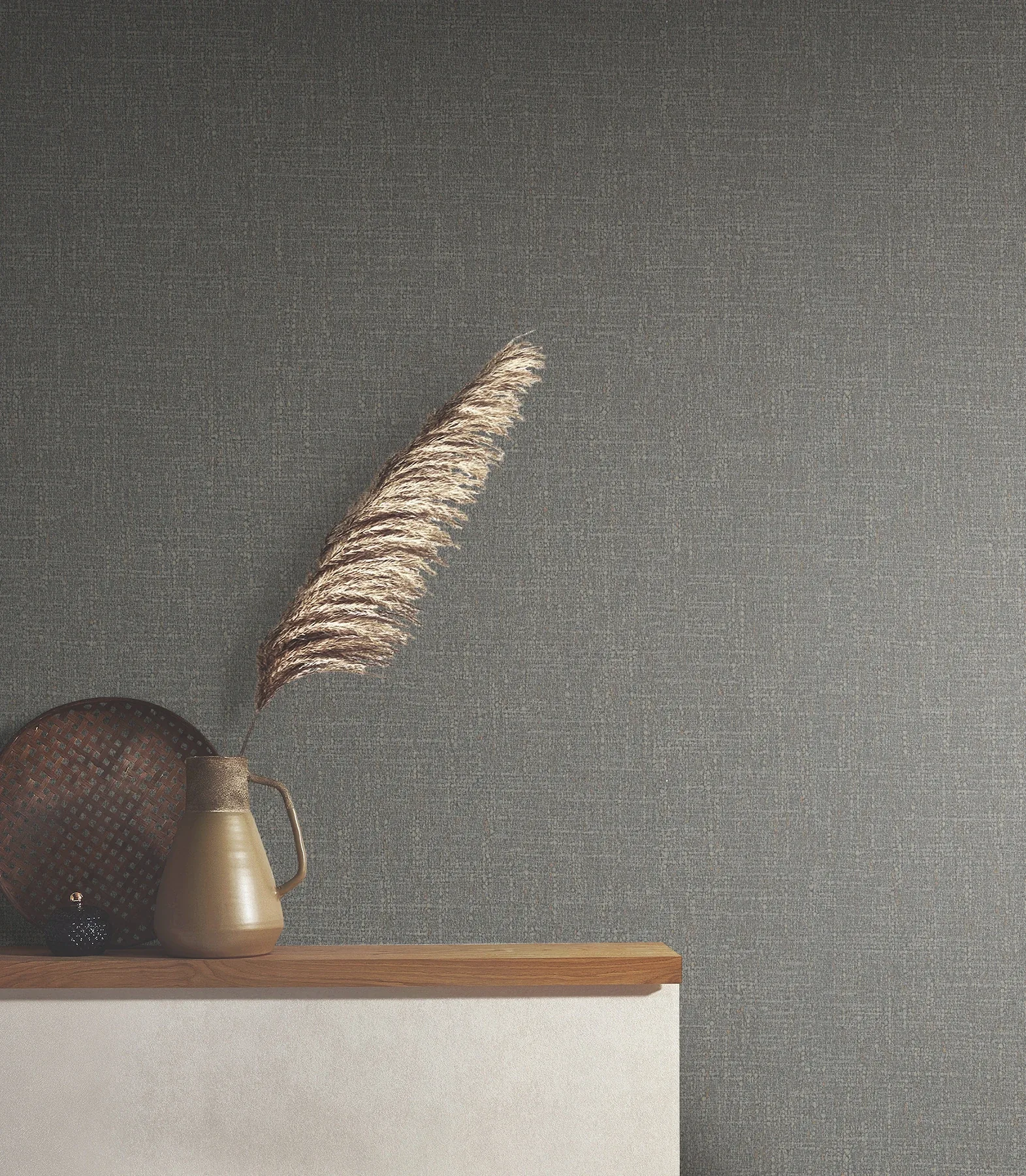 York Designer Series Highland Tweed Charcoal Faux Fabric Wallpaper - SKU MA34916