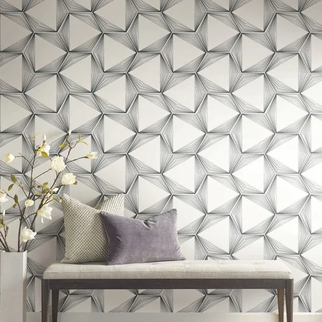 York Designer Series Honeycomb Charcoal Peel & Stick Wallpaper - SKU PSW1417RL