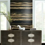 York Designer Series Horizontal Dry Brush Black & Gold Wallpaper - SKU KT2151