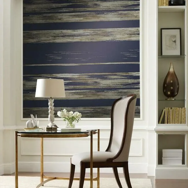 York Designer Series Horizontal Dry Brush Navy Wallpaper - SKU KT2154