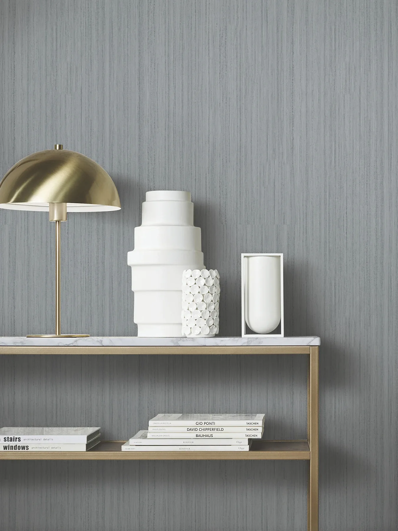 York Designer Series Indra Grey Striated Wallpaper - SKU MA35839