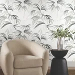 York Designer Series Inky Black Palms Wallpaper - SKU NT6123