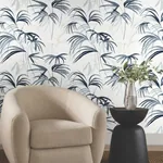 York Designer Series Inky Blue Palms Wallpaper - SKU NT6122