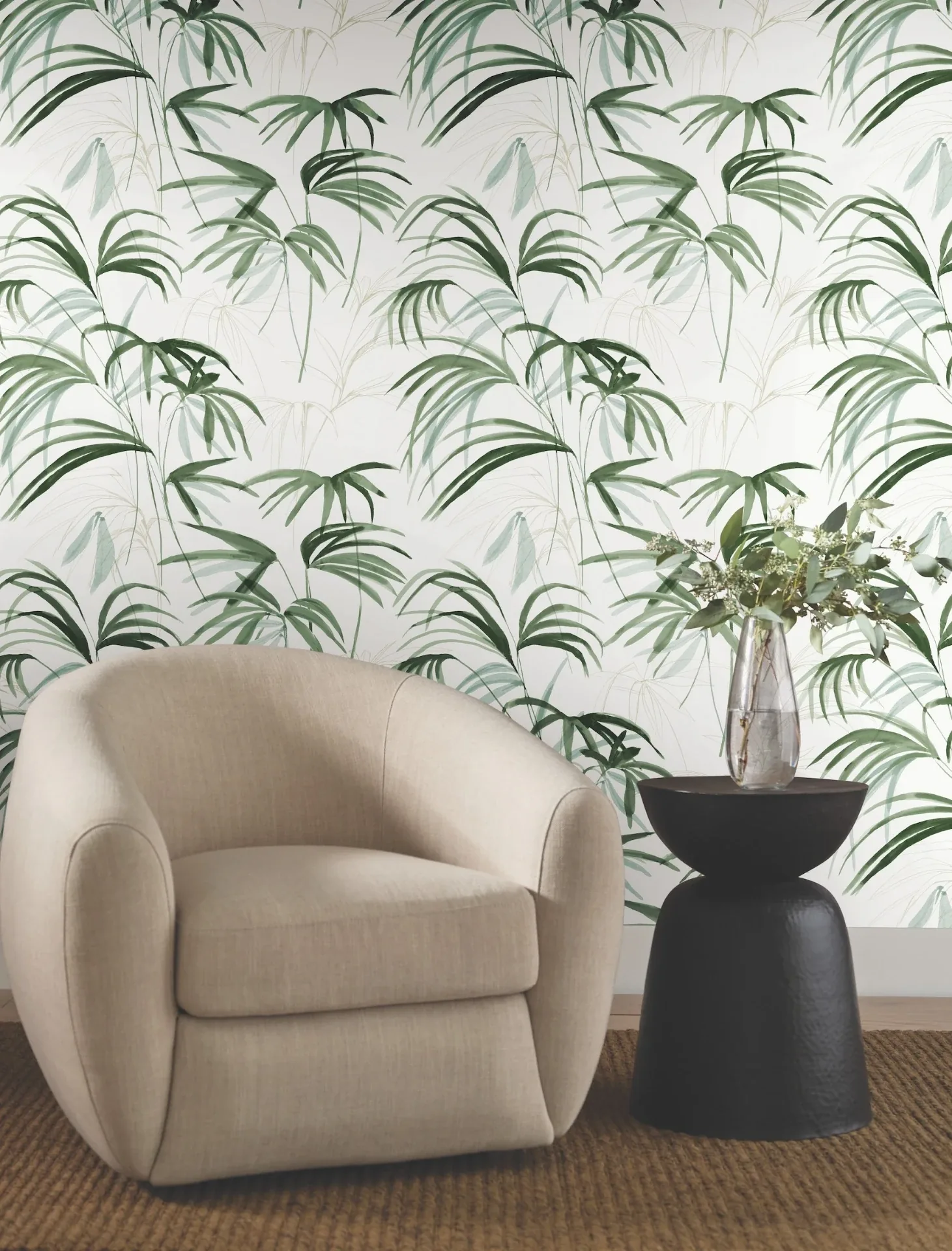 York Designer Series Inky Green Palms Wallpaper - SKU NT6121