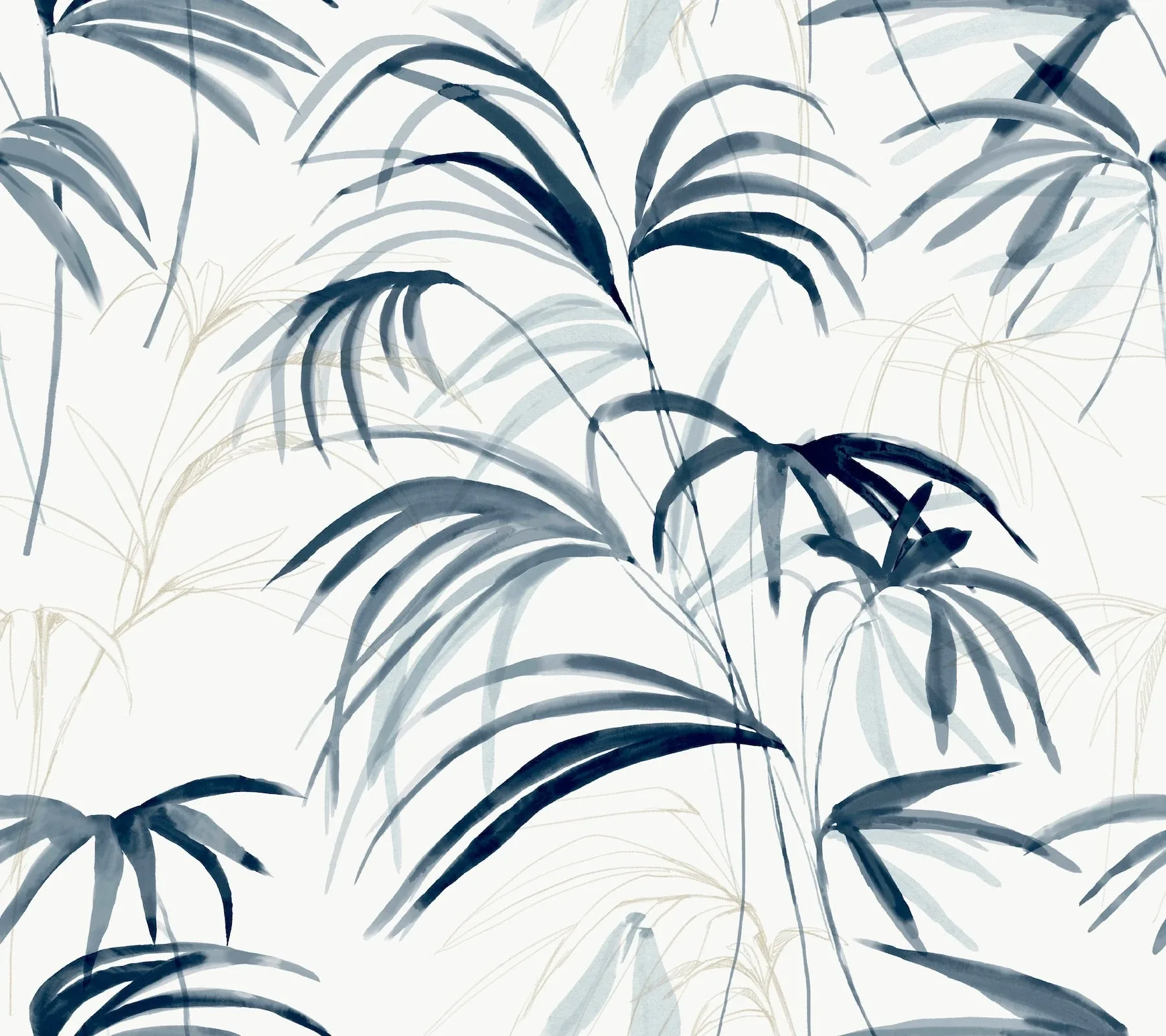 PSW1610RL | Inky Palms Blue Peel & Stick Wallpaper