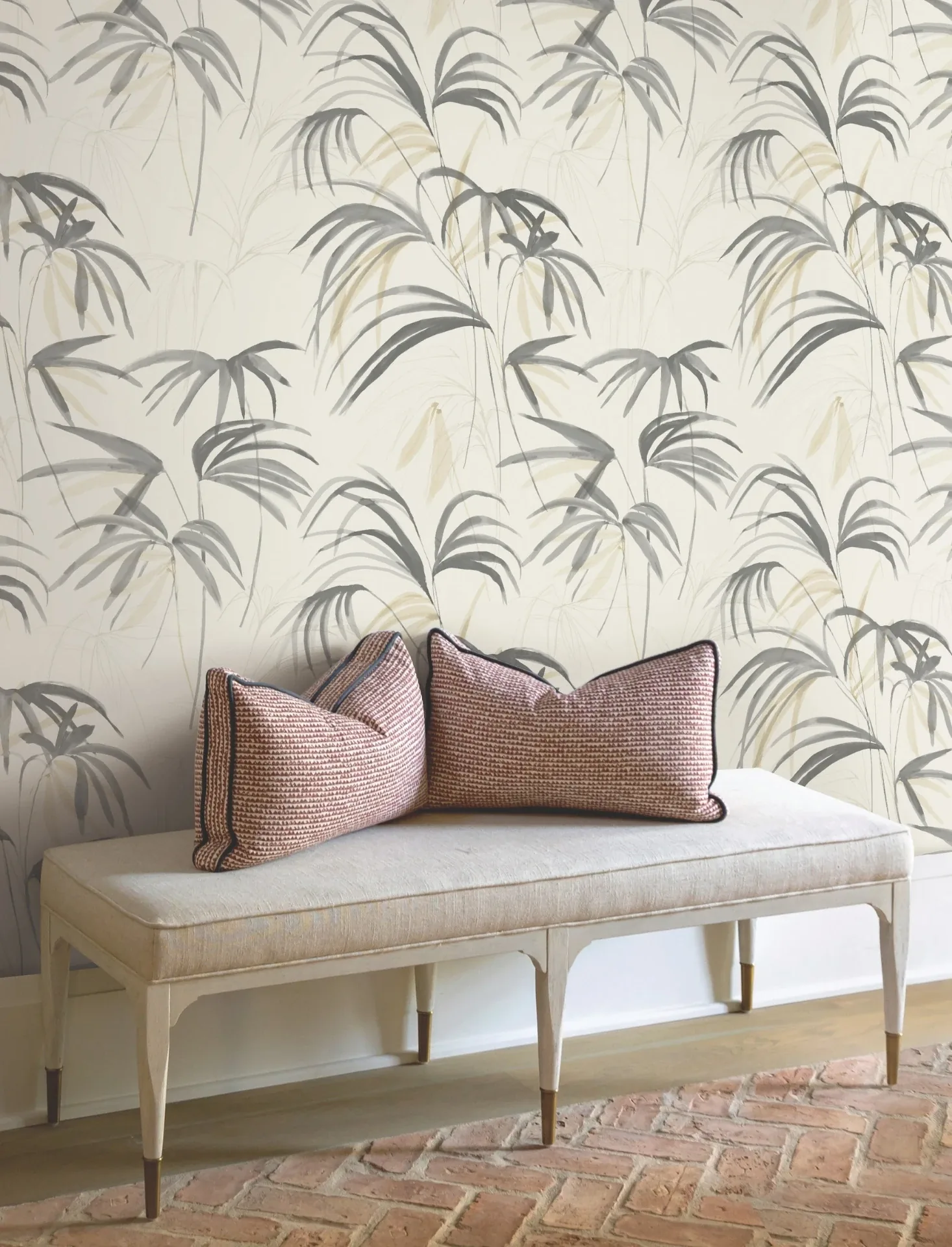 York Designer Series Inky Warm Neutral Palms Wallpaper - SKU NT6125