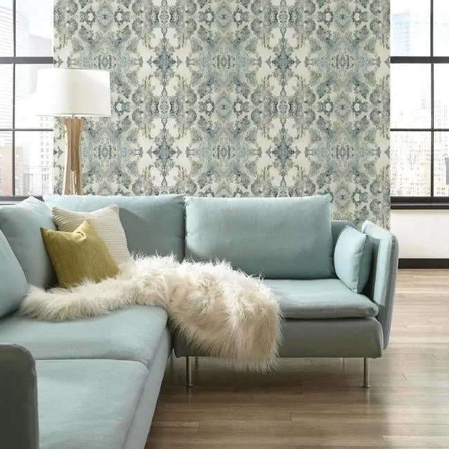 York Designer Series Inner Beauty Light Blue Wallpaper - SKU DN3719