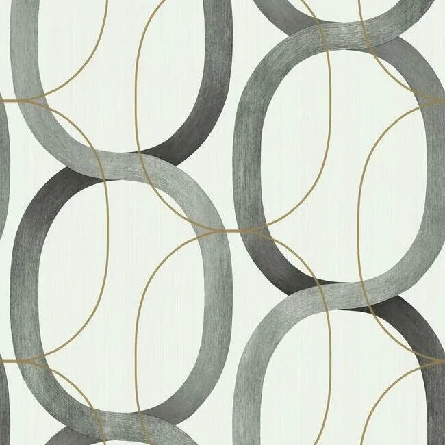 York Designer Series Interlock Black & Gold Wallpaper - SKU OS4213