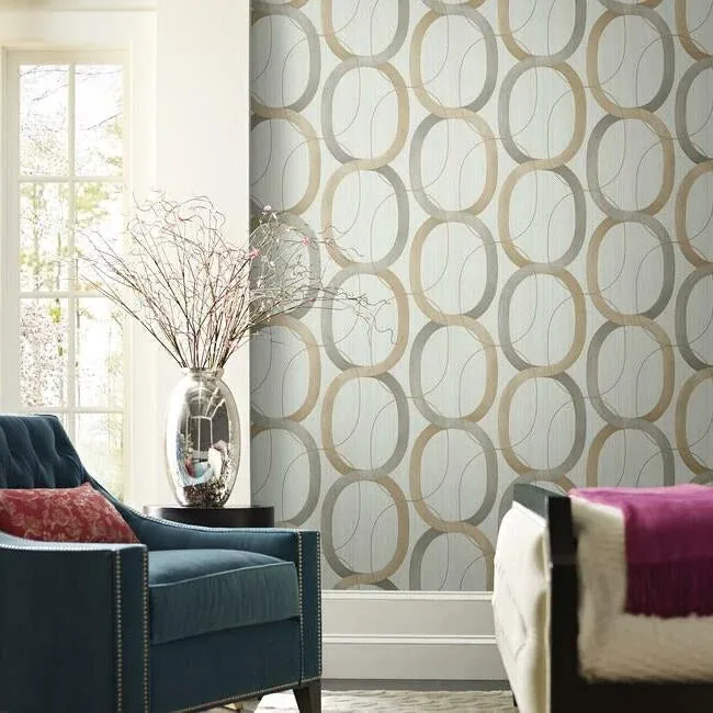 York Designer Series Interlock Dark Taupe Wallpaper - SKU OS4212