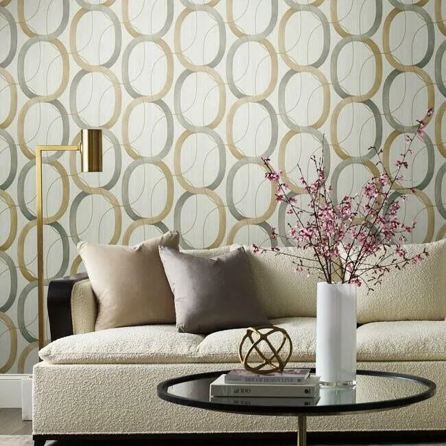 York Designer Series Interlock Dark Taupe Wallpaper - SKU OS4212