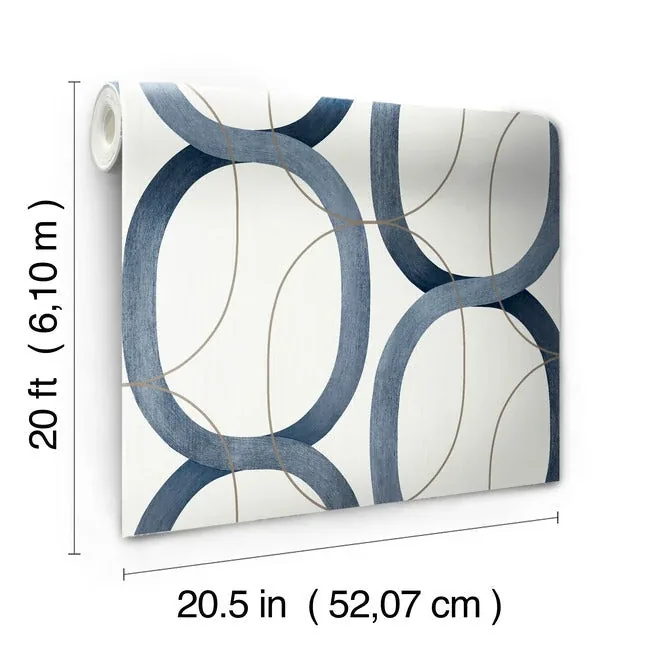 York Designer Series Interlock Navy Peel & Stick Wallpaper - SKU PSW1420RL