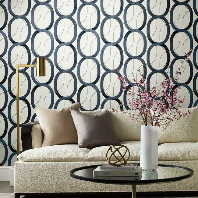 York Designer Series Interlock Navy Wallpaper - SKU OS4215